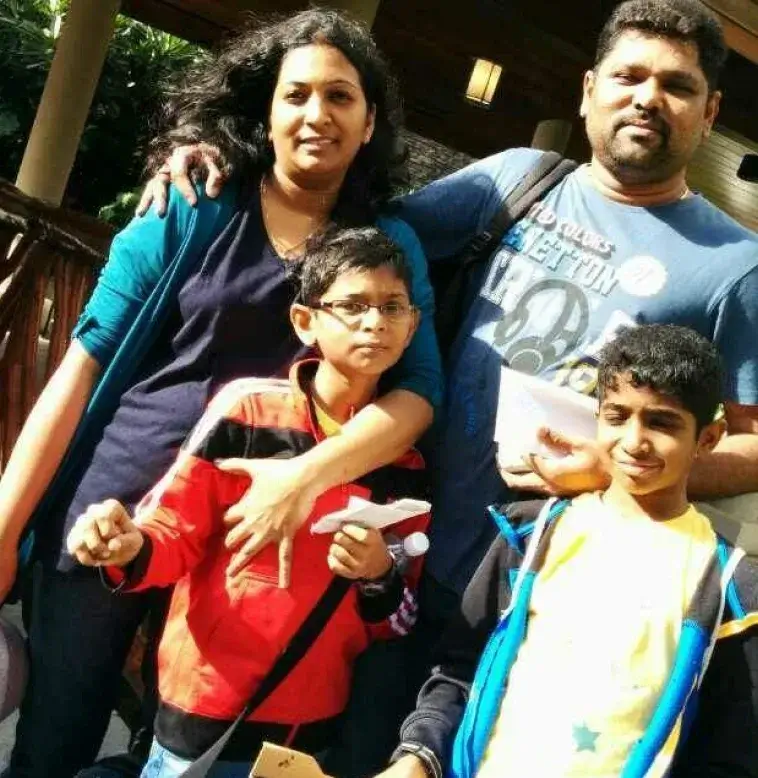 Girish with wife Shoba and their sons Charan and Sanjay