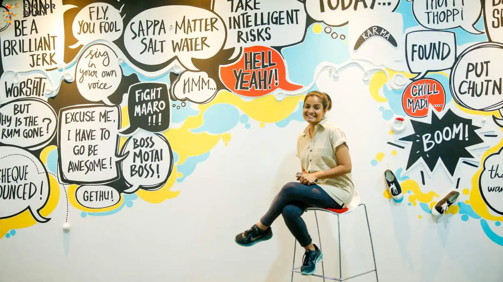 Graffiti artist Ruchi Shah paints Freshdesk office walls