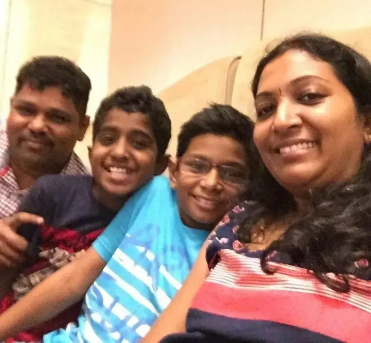 Girish with wife Shoba and their sons Charan and Sanjay